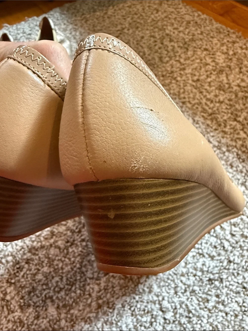 Cole Haan Nude Beige Leather Wedge Pumps 8
